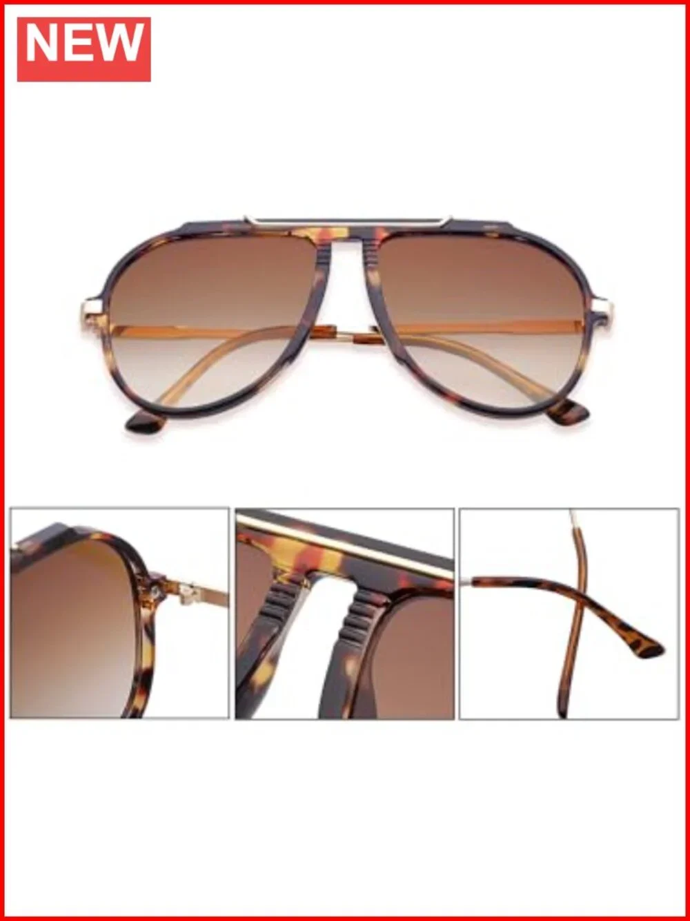 Oversized Aviator Sunglasses Retro 70s Gold Metal Unisex UV400 Protection